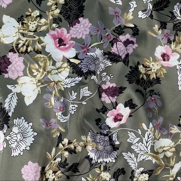 Say What? Size large sage green floral print lined silky zip up bomber jacket - Picture 8 of 13